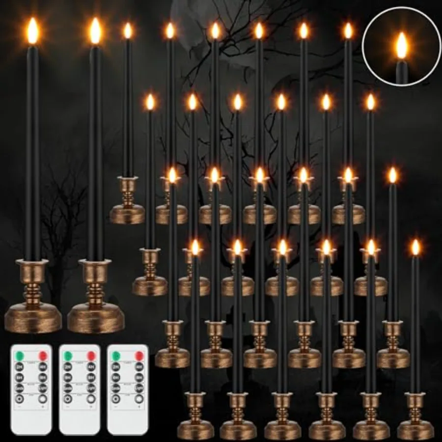 24 Pack Flameless Taper Candles with Remote Control and Timer Flickering LED Taper Candles Realistic 3D Flame LED Window with B
24 Pack Flameless Taper Candles with Remote Control and Timer Flickering LED Taper Candles Realistic 3D Flame LED Window with B