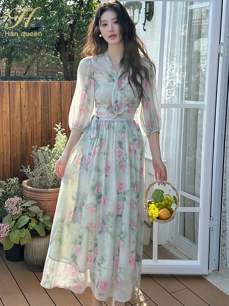 H Han Queen Spring Summer Floral Chiffon Women's Suit Skirt Sexy V-Neck Cross Tie 2 Piece Sets Beach Holiday Bohemian Print Set
H Han Queen Spring Summer Floral Chiffon Women's Suit Skirt Sexy V-Neck Cross Tie 2 Piece Sets Beach Holiday Bohemian Print Set
