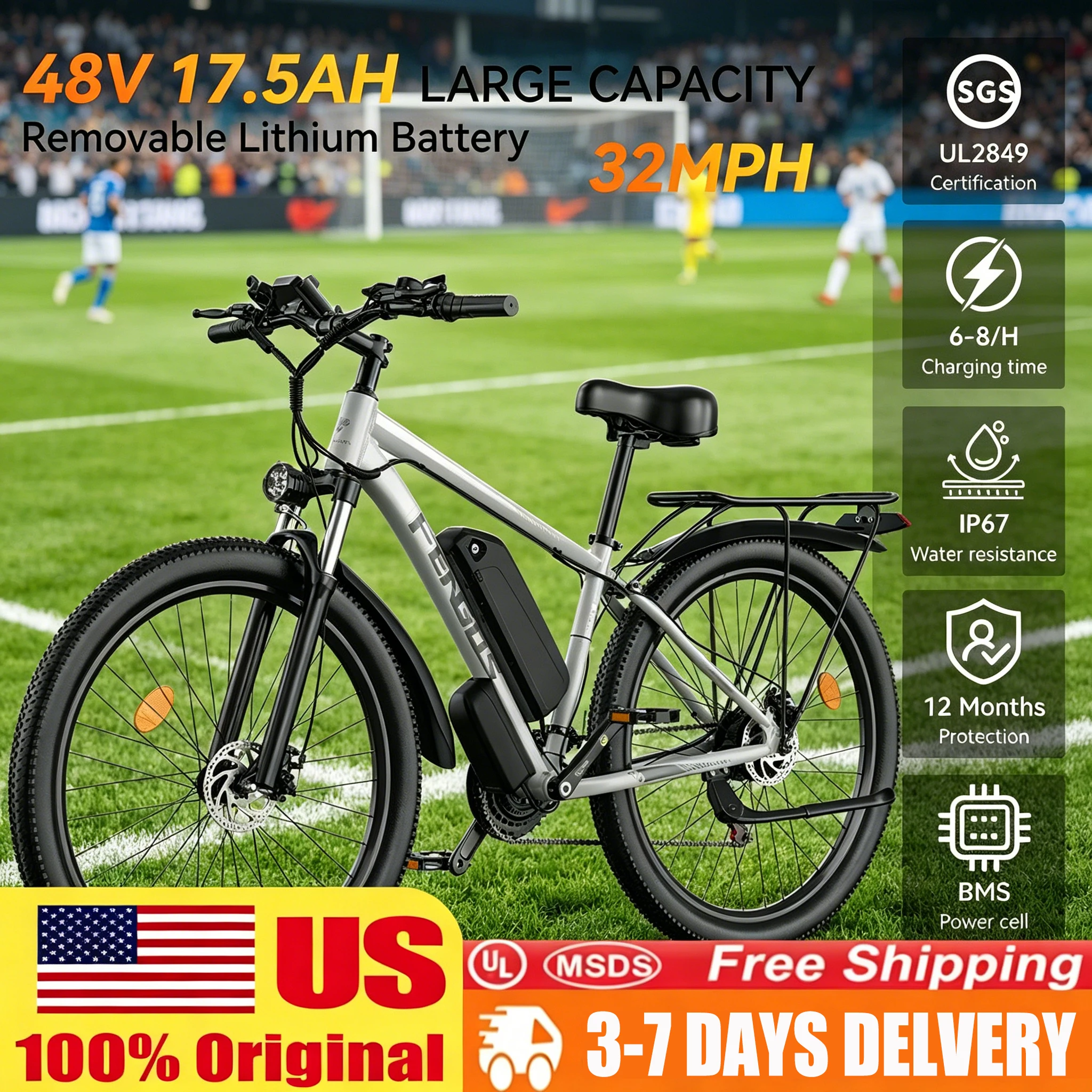 FENGQS Q8 2000W dual motor electric bicycle 48V 840WH 80 mile range 32MPH 27.5-inch all terrain dual disc brake shock absorption
FENGQS Q8 2000W dual motor electric bicycle 48V 840WH 80 mile range 32MPH 27.5-inch all terrain dual disc brake shock absorption