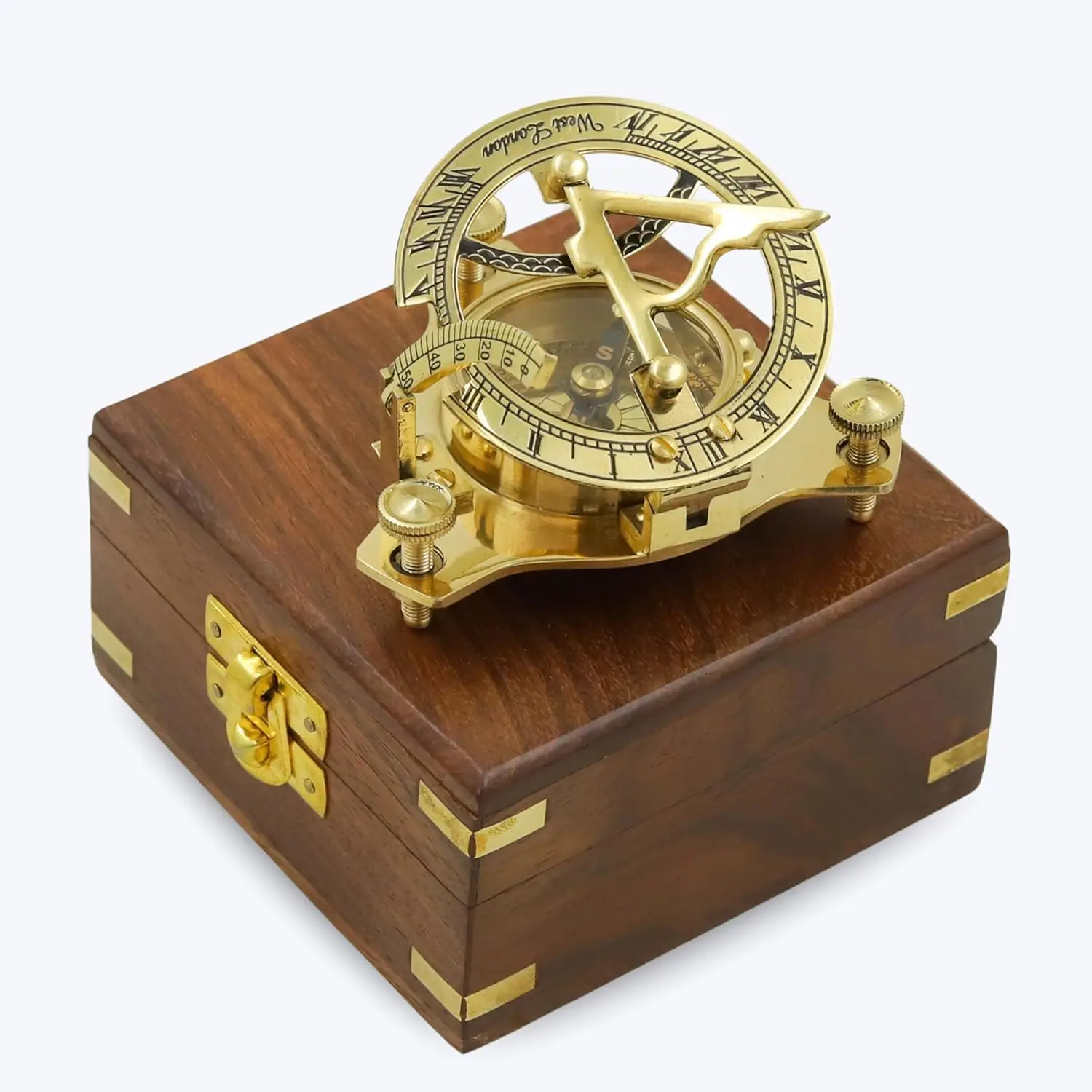 Brass Sundial Compass With Wooden Box Vintage Nautical Navigation Decor Gift
Brass Sundial Compass With Wooden Box Vintage Nautical Navigation Decor Gift