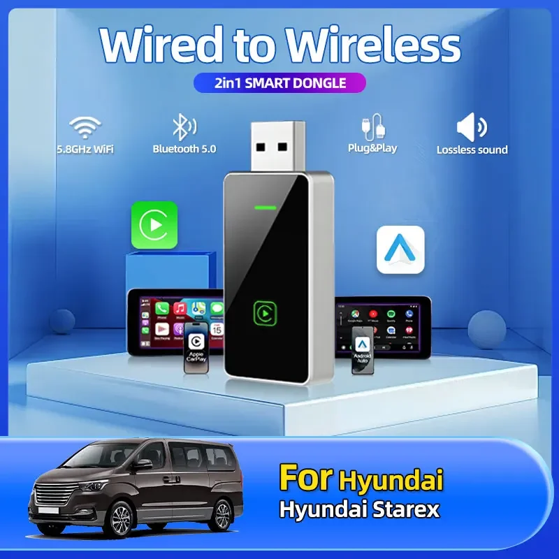 Car Styling 2in1 Wired To Wireless CarPlay Android Auto Adapter For OEM Car Stereo With USB Plug And Play For Hyundai Starex
Car Styling 2in1 Wired To Wireless CarPlay Android Auto Adapter For OEM Car Stereo With USB Plug And Play For Hyundai Starex