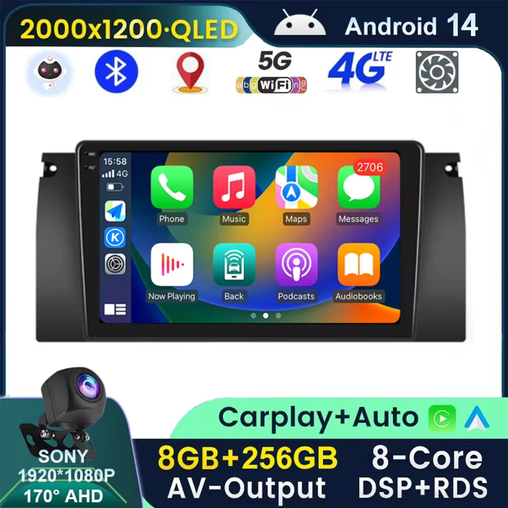 QLED 2K Android 14 автомобильное радио для BMW E39 1999-2005 беспроводное Carplay Автомобильный видео плеер GPS навигация Мультимедиа Стерео
QLED 2K Android 14 автомобильное радио для BMW E39 1999-2005 беспроводное Carplay Автомобильный видео плеер GPS навигация Мультимедиа Стерео