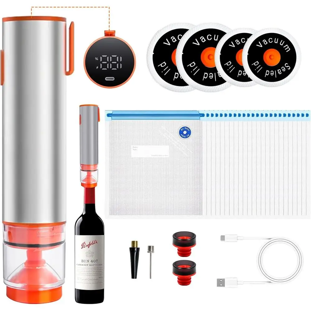 Compact Handheld Vacuum Sealer for Food, Vacuum Food Storage Bags, Mason Jars, Wine Preservers, Inflatable Sports Balls. Include
Compact Handheld Vacuum Sealer for Food, Vacuum Food Storage Bags, Mason Jars, Wine Preservers, Inflatable Sports Balls. Include