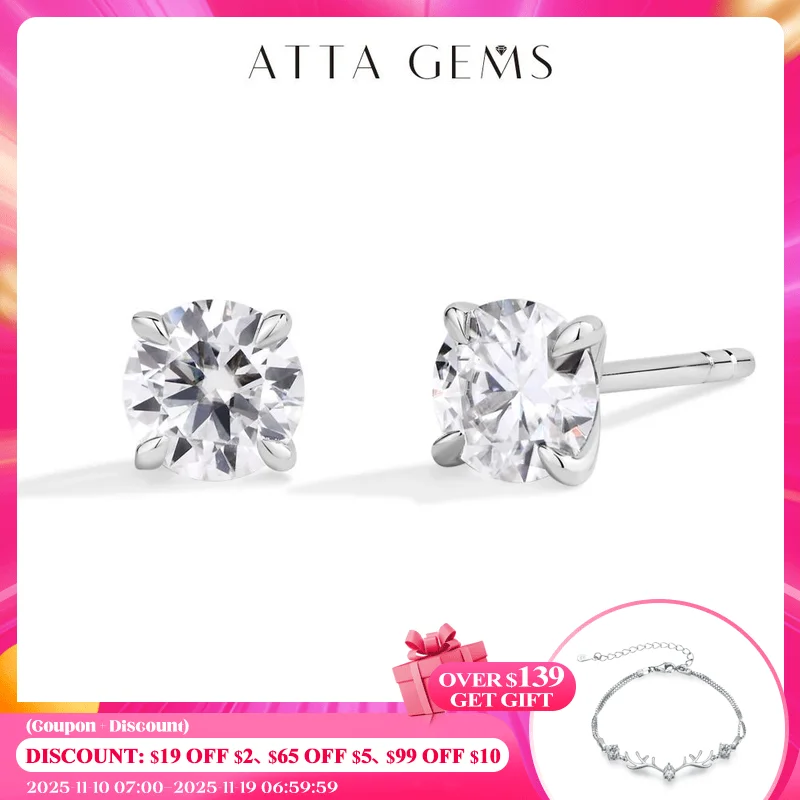 ATTAGEMS D/VVS1 Color Round Cut 1CT Moissanite Diamond Stud Earrings for Women Men S925 SIlver Sparkling Wedding Jewelry Classic
ATTAGEMS D/VVS1 Color Round Cut 1CT Moissanite Diamond Stud Earrings for Women Men S925 SIlver Sparkling Wedding Jewelry Classic