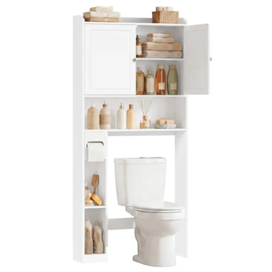 Bathroom storage cabinet over toilet with adjustable shelves and toilet paper holder MDF material cloud white color space-savin
Bathroom storage cabinet over toilet with adjustable shelves and toilet paper holder MDF material cloud white color space-savin