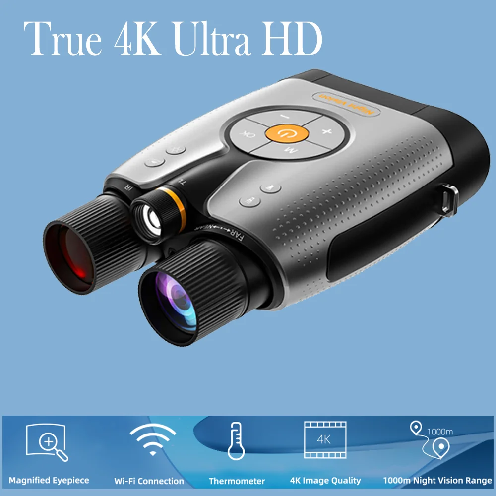 Бинокль ночного видения Wi-Fi, настоящая 4K, 8-кратное увеличение, дальность действия 1000 м, полноцветное фото-видео с управлением через приложение для безопасности в кемпинге
Бинокль ночного видения Wi-Fi, настоящая 4K, 8-кратное увеличение, дальность действия 1000 м, полноцветное фото-видео с управлением через приложение для безопасности в кемпинге