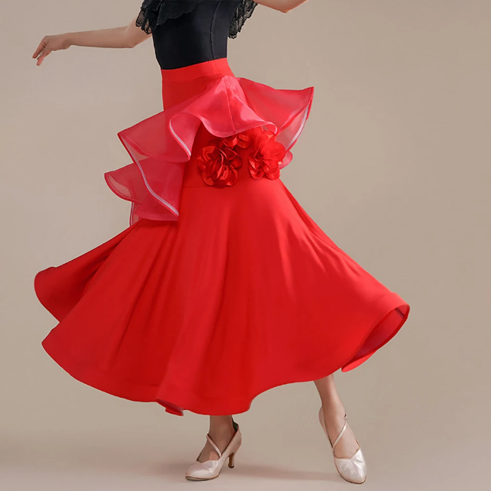 Waltz White Skirt Women's Three-Dimensional Flower High Quality Red Ballroom Dance Ruffled Black Elegant Fishbone Skirt
Waltz White Skirt Women's Three-Dimensional Flower High Quality Red Ballroom Dance Ruffled Black Elegant Fishbone Skirt