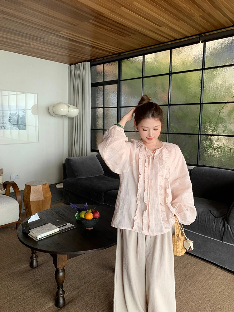 Romantic Style Linen Bubble Sleeve Long Sleeve Shirt Women's Spring Summer Breathable Sun Protection Loose Fit Holiday Wear
Romantic Style Linen Bubble Sleeve Long Sleeve Shirt Women's Spring Summer Breathable Sun Protection Loose Fit Holiday Wear