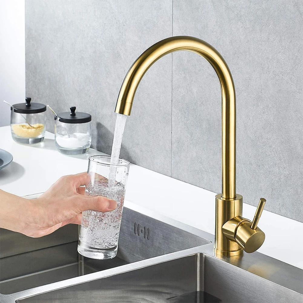 1x Kitchen Sink Faucet 304 Stainless Steel Hot Cold Water Mixer Tap Brushed Gold Bathroom Faucet Accessories
1x Kitchen Sink Faucet 304 Stainless Steel Hot Cold Water Mixer Tap Brushed Gold Bathroom Faucet Accessories