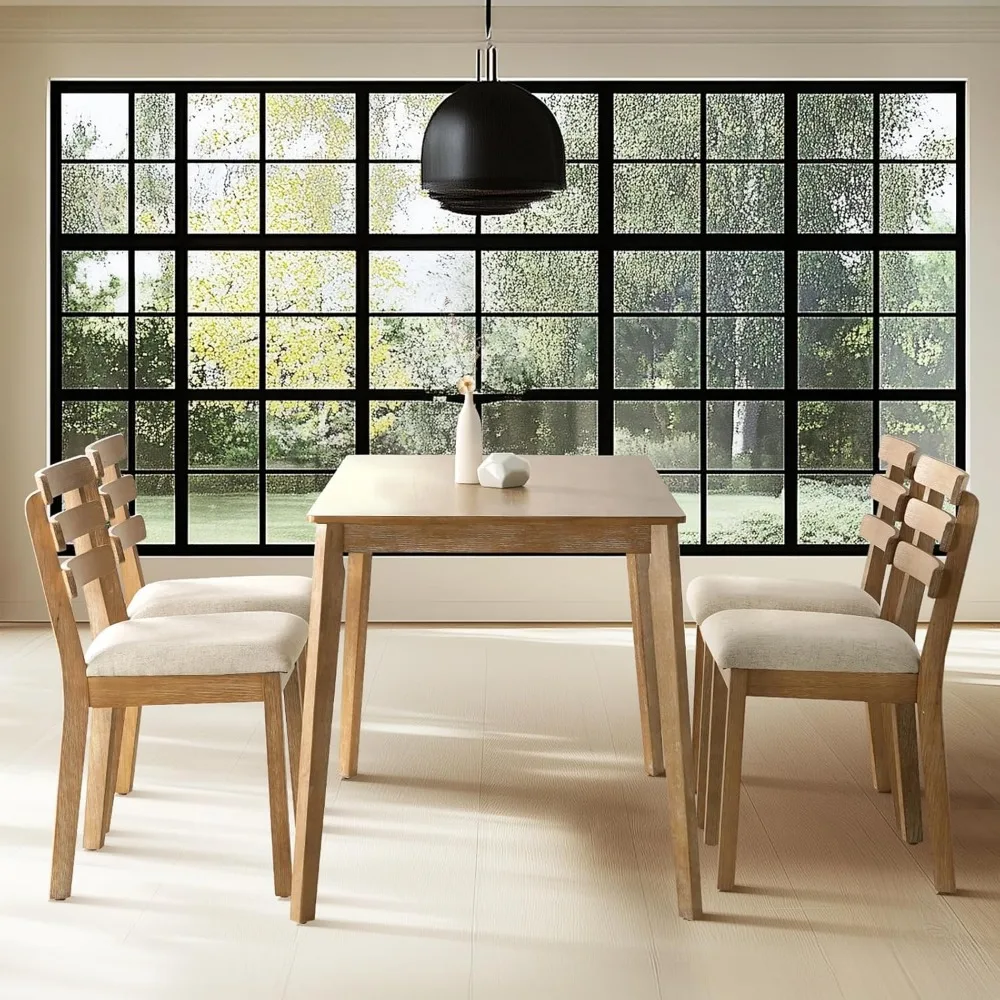 Farmhouse Dining Table Set for 4, Wooden Dining Roon Table and Solid Wood Chairs, 5-Piece Modern Dining Set Home, Kitchen
Farmhouse Dining Table Set for 4, Wooden Dining Roon Table and Solid Wood Chairs, 5-Piece Modern Dining Set Home, Kitchen