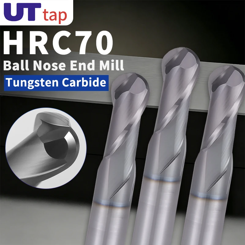 UT TAP HRC70 Ball Nose End Mill Carbide Cutter CNC Router Bit Machine Milling Tool R0.2 R0.5 R1 Router Bit Metal Tools 2-Flute
UT TAP HRC70 Ball Nose End Mill Carbide Cutter CNC Router Bit Machine Milling Tool R0.2 R0.5 R1 Router Bit Metal Tools 2-Flute