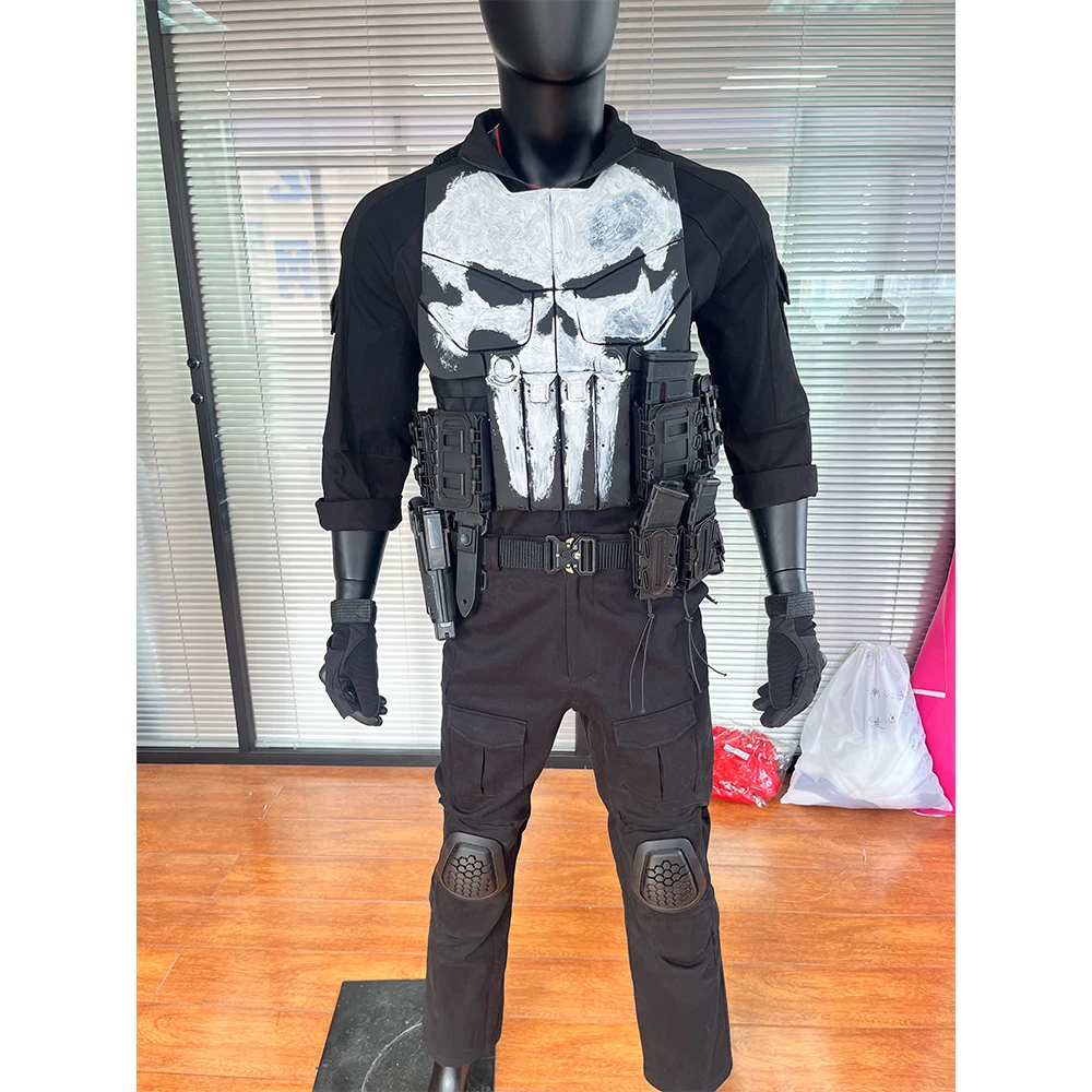 Superhero Punish Cosplay Costume Men's Frank Castle Fantasy Black Vest Armor Suit Halloween Party Full set Uniform
Superhero Punish Cosplay Costume Men's Frank Castle Fantasy Black Vest Armor Suit Halloween Party Full set Uniform