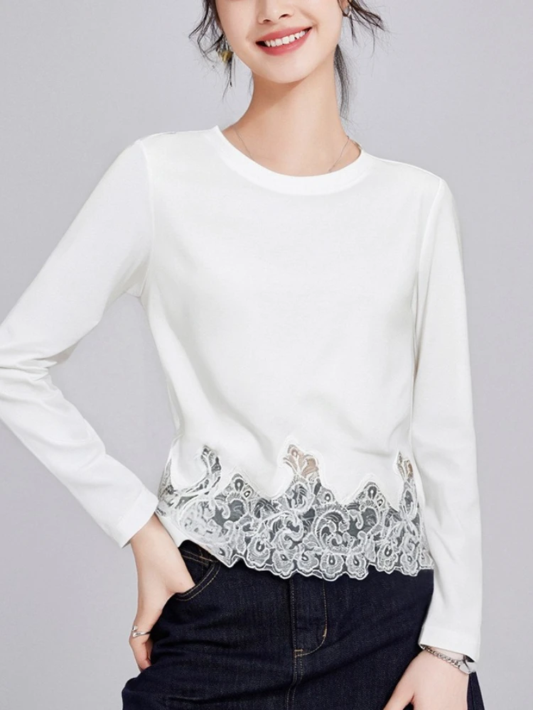 Cotton Lace Trim White Long Sleeve Tshirt Women 2025 New Fall Blouse Casual Basic Tee Flattering Fit Boho Chic Plus Size
Cotton Lace Trim White Long Sleeve Tshirt Women 2025 New Fall Blouse Casual Basic Tee Flattering Fit Boho Chic Plus Size