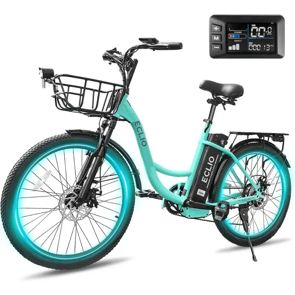 700W 20MPH 374.4Ah Removable Battery 50-Mile Range 24'' Step-Thru City Cruiser E-Bike with 7-Speed, Full Suspension, and Front B
700W 20MPH 374.4Ah Removable Battery 50-Mile Range 24'' Step-Thru City Cruiser E-Bike with 7-Speed, Full Suspension, and Front B