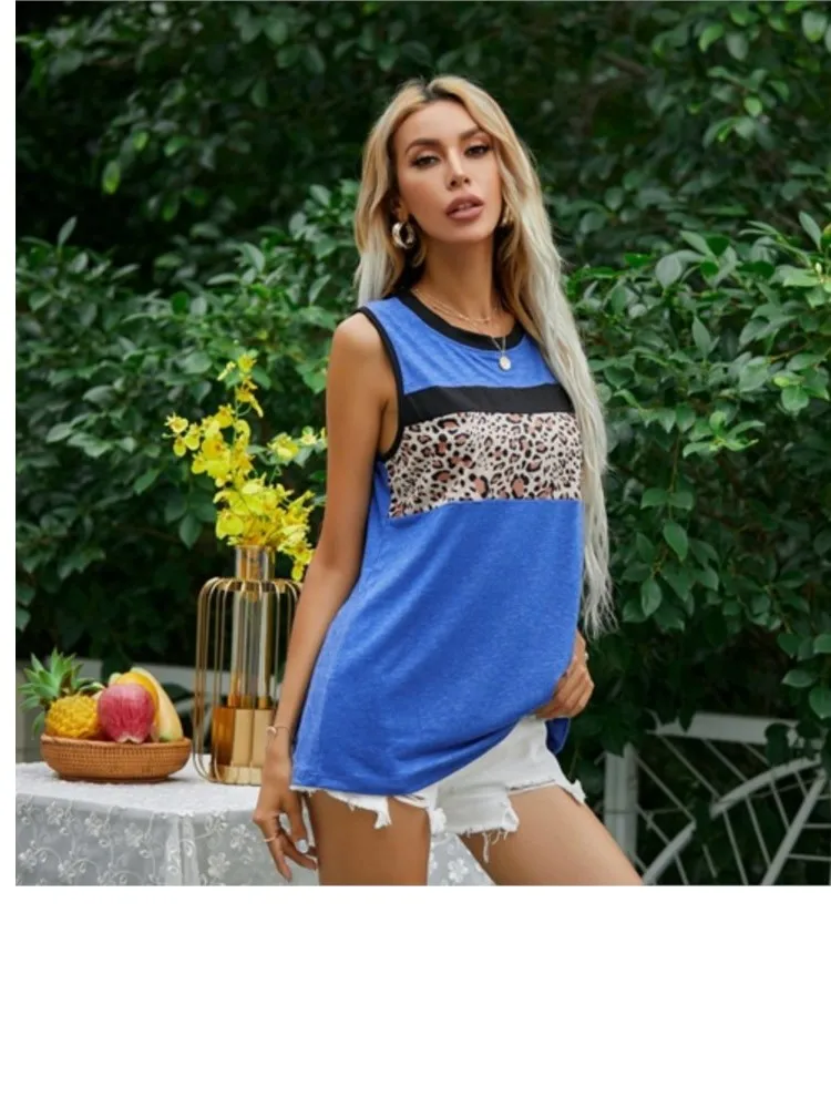 Women's Summer Top Solid Color Sleeveless T-shirt Leopard Patchwork Loose Vest Casual Commuting Versatile Daily Streetwear Shirt
Women's Summer Top Solid Color Sleeveless T-shirt Leopard Patchwork Loose Vest Casual Commuting Versatile Daily Streetwear Shirt