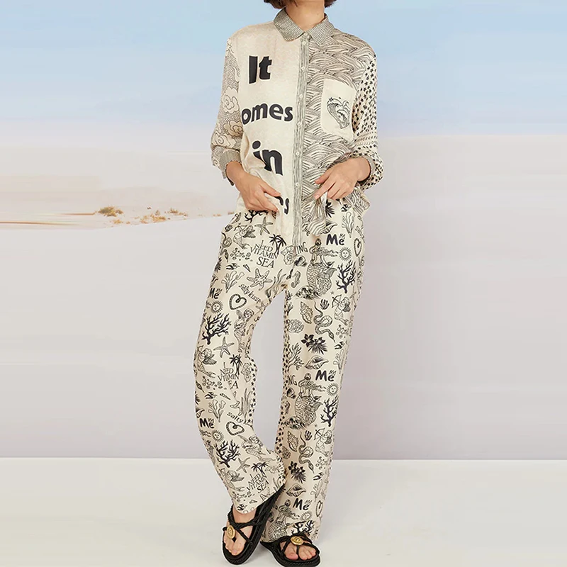 Elegant Lapel Button Shirt+Pants Suit Chic High Street Long Sleeve Loose Outfit Casual 2025 Spring Summer Women's Two Piece Sets
Elegant Lapel Button Shirt+Pants Suit Chic High Street Long Sleeve Loose Outfit Casual 2025 Spring Summer Women's Two Piece Sets