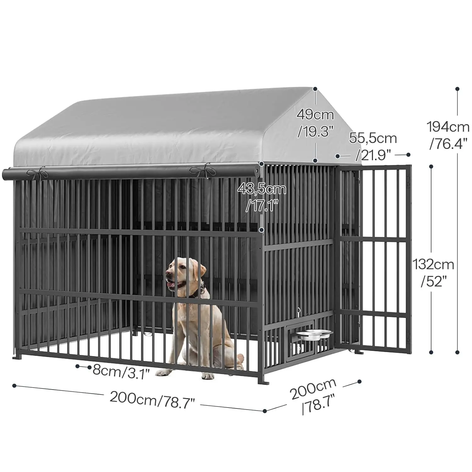 Outdoor Dog Kennel with Cover, 6.6 x 6.6 x 6.4 ft Outside Dog Kennel with Waterproof Roof & Rotating Feeding Door, Customized
Outdoor Dog Kennel with Cover, 6.6 x 6.6 x 6.4 ft Outside Dog Kennel with Waterproof Roof & Rotating Feeding Door, Customized
