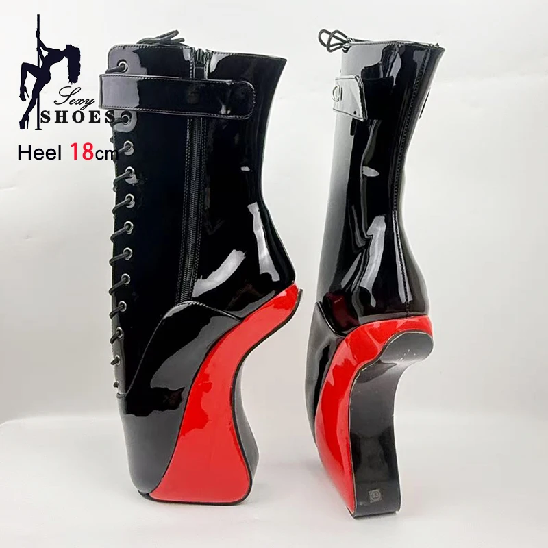 Балетки с запираемым ремешком и запахом, 18 см/7 дюймов, высокий каблук, подошва-копыта, без каблука, странный стиль, короткие ботильоны, женские пикантные фетиш-обувь 
Балетки с запираемым ремешком и запахом, 18 см/7 дюймов, высокий каблук, подошва-копыта, без каблука, странный стиль, короткие ботильоны, женские пикантные фетиш-обувь