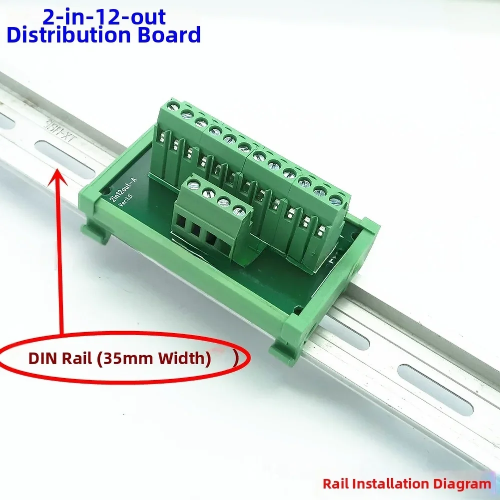 Power Strip 2 Input 12 Output DIN Rail Mounting 78mmx49mmx46mm Power Distribution Terminal Block Splitter Board For DIN Rail
Power Strip 2 Input 12 Output DIN Rail Mounting 78mmx49mmx46mm Power Distribution Terminal Block Splitter Board For DIN Rail