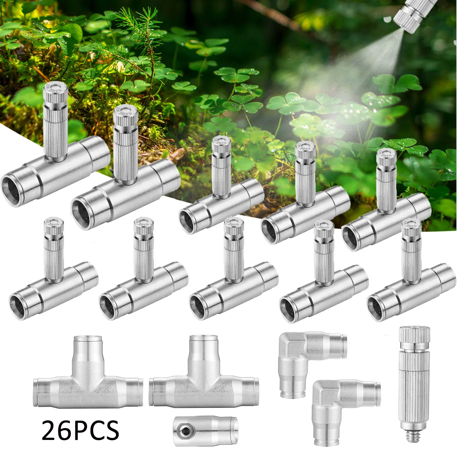Slip-Lock Misting Nozzle Tees For 3/8 inch Drip Irrigation Tubing Kit, Including Mister Nozzles , 3/8" Brass Slip Connector
Slip-Lock Misting Nozzle Tees For 3/8 inch Drip Irrigation Tubing Kit, Including Mister Nozzles , 3/8" Brass Slip Connector