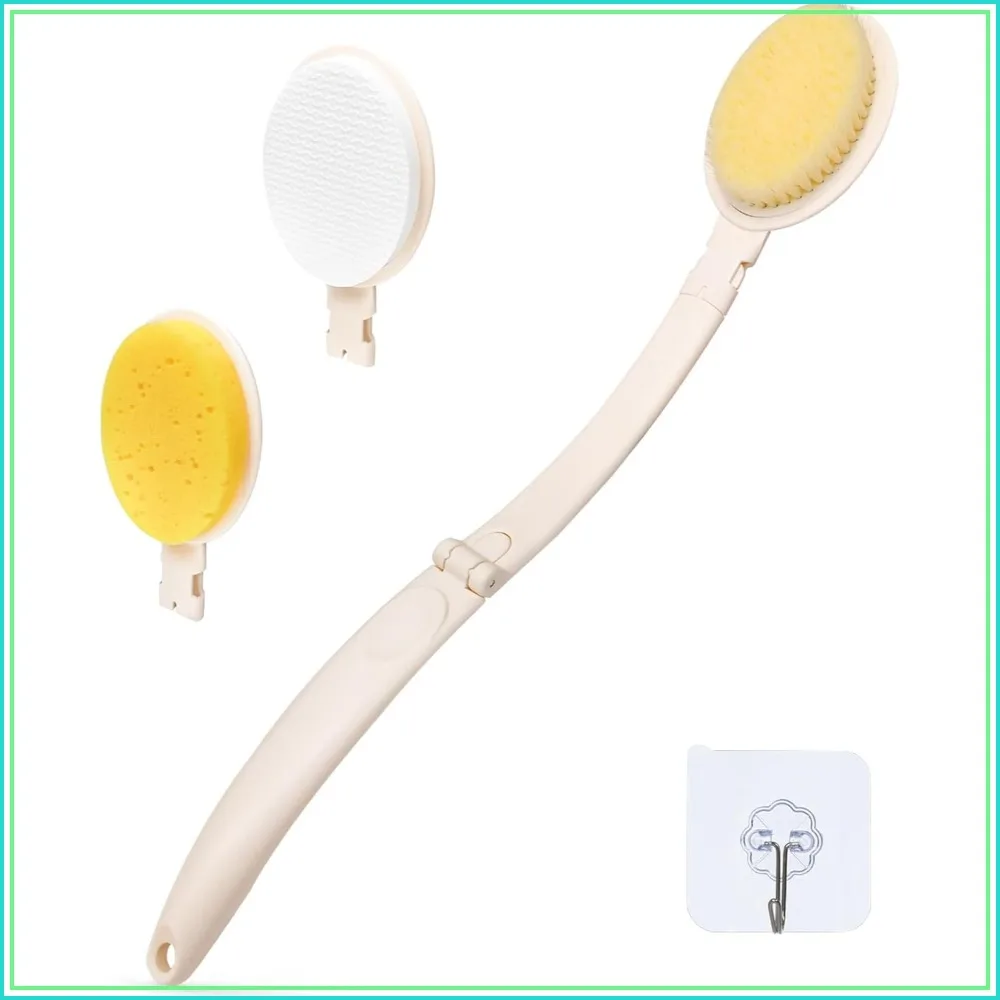 LFJ 19" Long Handle Shower Sponge Brush Set, 3 in 1 Body Brush, Bath Sponge and Lotion Applicator for Improved Skin Health, Men and Women
LFJ 19" Long Handle Shower Sponge Brush Set, 3 in 1 Body Brush, Bath Sponge and Lotion Applicator for Improved Skin Health, Men and Women