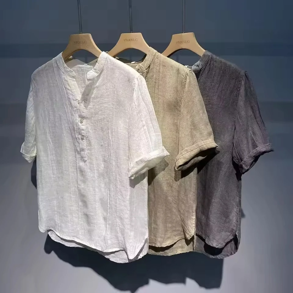 Summer New Fashion Vintage Men's Solid Color Casual Trendy Loose Half Sleeve V-neck Button Pullover Shirts Male Clothes Tops
Summer New Fashion Vintage Men's Solid Color Casual Trendy Loose Half Sleeve V-neck Button Pullover Shirts Male Clothes Tops