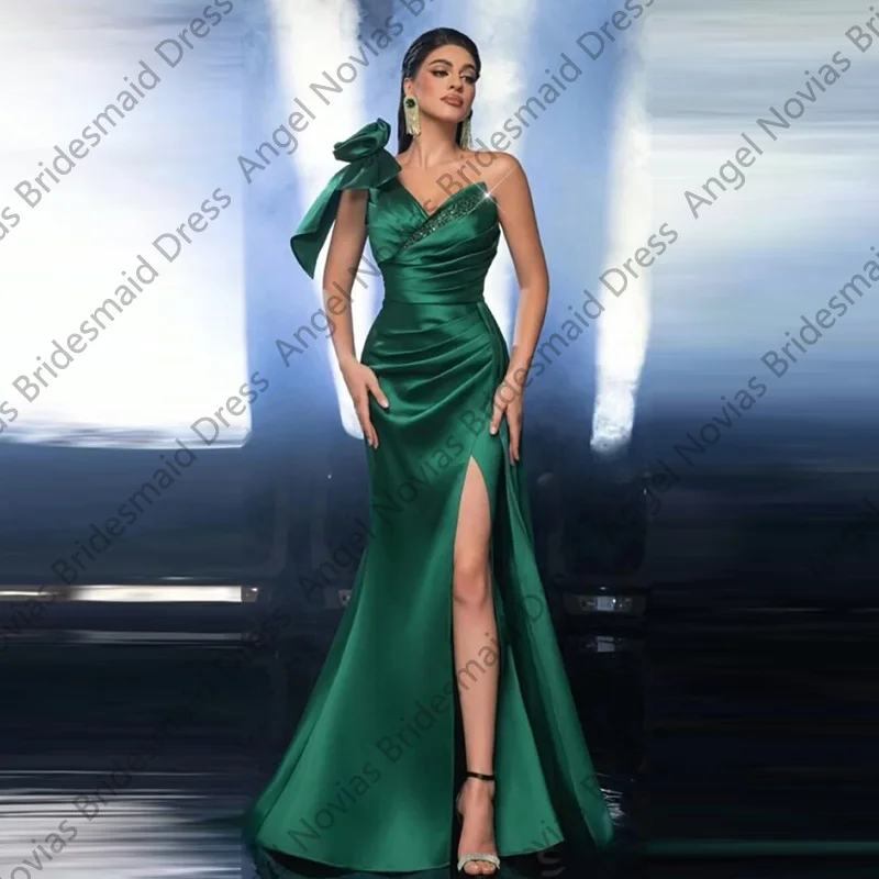 Customized Long Arabic Mermaid Green Bridesmaid Dresses with Split Wedding Guest Party Gowns vestido casamento convidada
Customized Long Arabic Mermaid Green Bridesmaid Dresses with Split Wedding Guest Party Gowns vestido casamento convidada