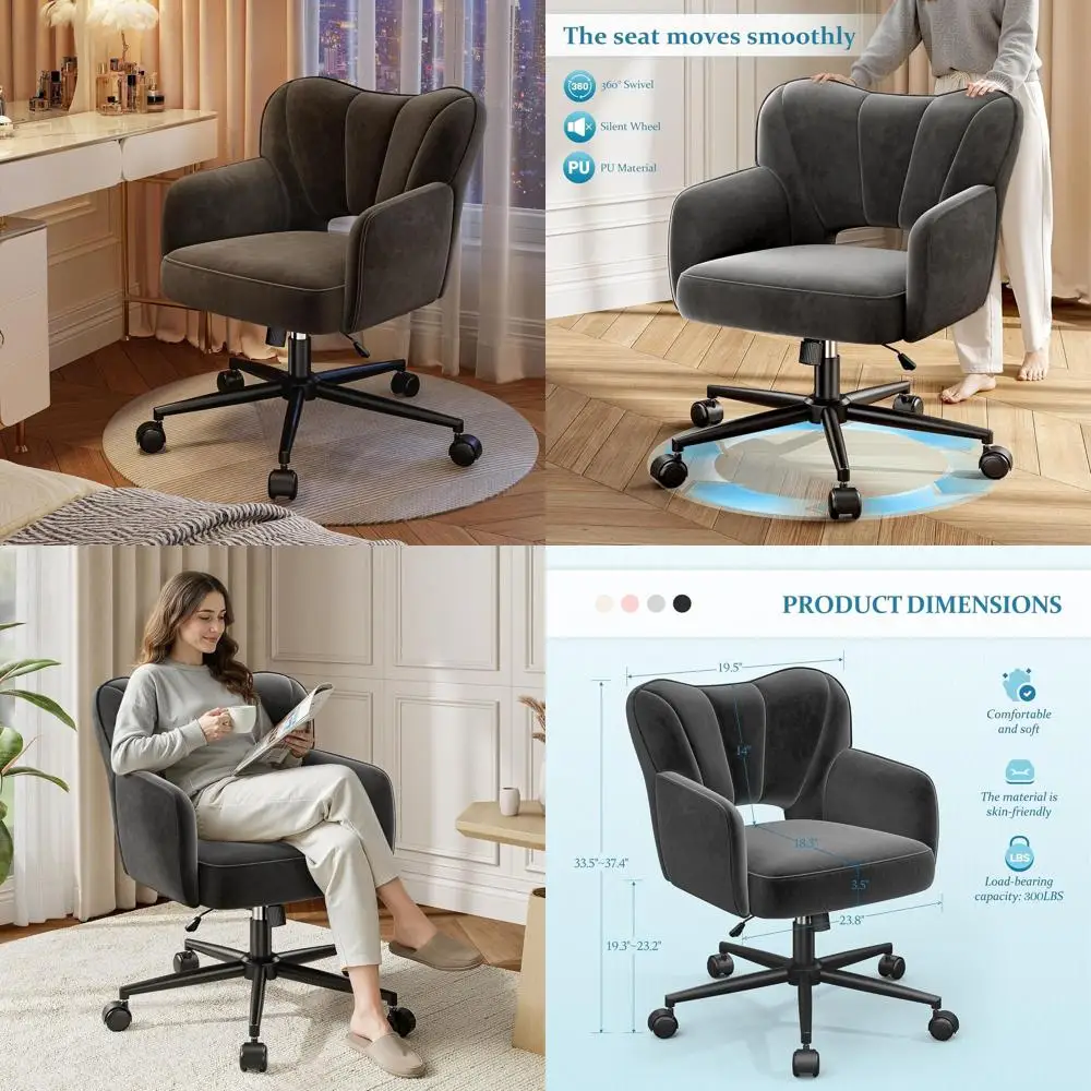 Черный регулируемый по высоте стул для туалетного столика с колесиками и поддержкой для спины для комфортной работы за столом
Черный регулируемый по высоте стул для туалетного столика с колесиками и поддержкой для спины для комфортной работы за столом