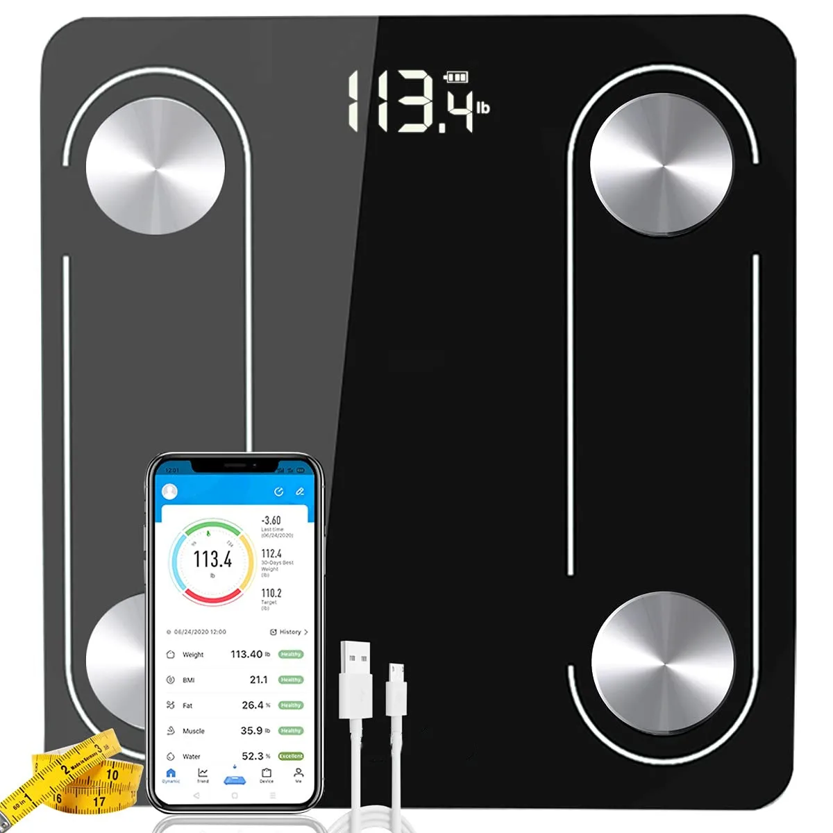 Digital Weight Scale for Body Fat Bathroom Bluetooth Smart Scales Wireless BMI Electronic Weighing Machine USB Rechargeable
Digital Weight Scale for Body Fat Bathroom Bluetooth Smart Scales Wireless BMI Electronic Weighing Machine USB Rechargeable