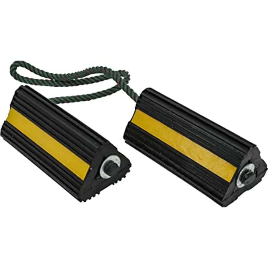 WC24483 Heavy Duty Wheel Chock Set 4x4x8 Rubber Wheel Chocks with 36 Inch Nylon Rope Rust and Chemical Proof Reflective Tape fo
WC24483 Heavy Duty Wheel Chock Set 4x4x8 Rubber Wheel Chocks with 36 Inch Nylon Rope Rust and Chemical Proof Reflective Tape fo
