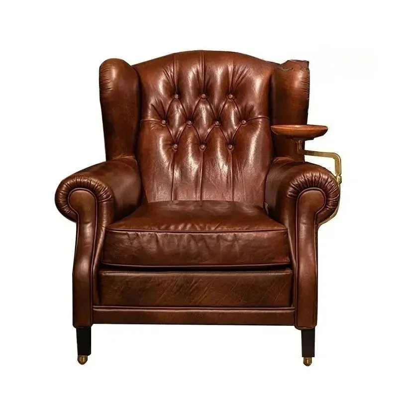 American retro single chair oil wax leather single sofa medieval leisure chair high-end living room home chair
American retro single chair oil wax leather single sofa medieval leisure chair high-end living room home chair