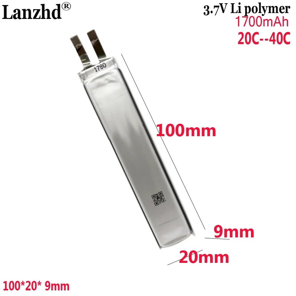 3.7V Polymer High Rate 20C lithium battery for electronic toy gun electric pen Diy Pack Power Tools 9020100 1700mAh
3.7V Polymer High Rate 20C lithium battery for electronic toy gun electric pen Diy Pack Power Tools 9020100 1700mAh