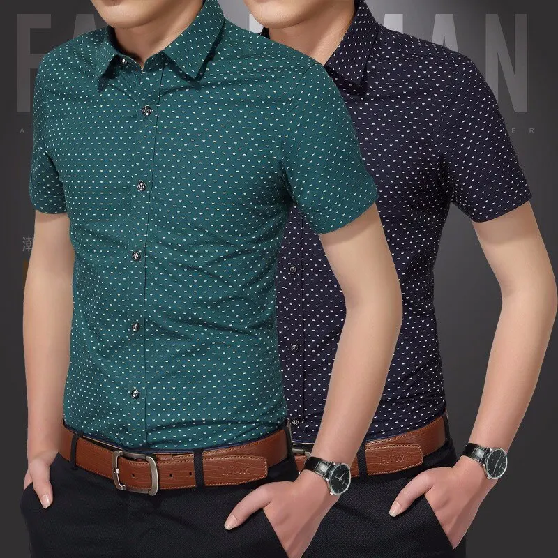 Summer Cotton Men's Business Casual Polka Dot Printed Button Up Shirt Office Lapel Shirt Men Short Sleeved Shirts
Summer Cotton Men's Business Casual Polka Dot Printed Button Up Shirt Office Lapel Shirt Men Short Sleeved Shirts
