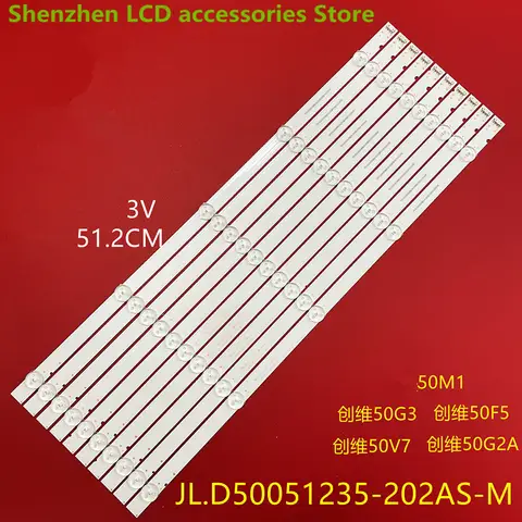 Barra de retroiluminación para TV LCD, para Skyworth 50M1 50G2A 50G3 50F5 JL.D50051235-202AS-M 510MM 50 pulgadas, uso de aluminio 100%