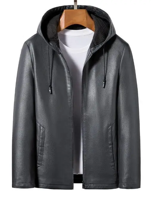 High Quality Hooded Leather Fashion Trend Solid Color Casual Hooded Motorcycle Leather Jacket M-5XL
High Quality Hooded Leather Fashion Trend Solid Color Casual Hooded Motorcycle Leather Jacket M-5XL