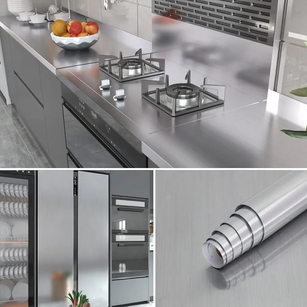 Glossy Sliver Contact Paper 35 x 196 Inch Peel and Stick Wallpaper Metal Look for Kitchen Refrigerators Countertops
Glossy Sliver Contact Paper 35 x 196 Inch Peel and Stick Wallpaper Metal Look for Kitchen Refrigerators Countertops