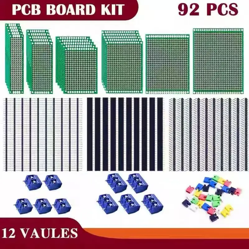 92pcs PCB Board Kit, 5x7/6x8cm Green Solderless Universal Printed Circuit Boards, Experiment Prototyping Boards
92pcs PCB Board Kit, 5x7/6x8cm Green Solderless Universal Printed Circuit Boards, Experiment Prototyping Boards