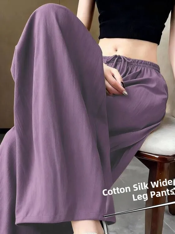 Breathable Cotton Silk Wide Leg Pants Women's Casual Summer Thin Straight Cut Loose Fit Trousers Comfortable Natural Waist
Breathable Cotton Silk Wide Leg Pants Women's Casual Summer Thin Straight Cut Loose Fit Trousers Comfortable Natural Waist