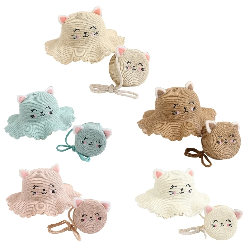 N80C Kids Summer Straw Hat with Matching Bag Cat-ear Shaped Bread Straw Hat for Kids
N80C Kids Summer Straw Hat with Matching Bag Cat-ear Shaped Bread Straw Hat for Kids