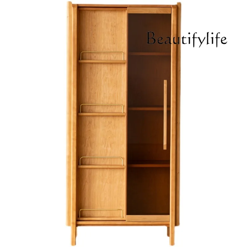 solid wood with lamp glass door shelf bookshelf floor-to-ceiling cherry wood bookcase light luxury Japanese display cabinet
solid wood with lamp glass door shelf bookshelf floor-to-ceiling cherry wood bookcase light luxury Japanese display cabinet