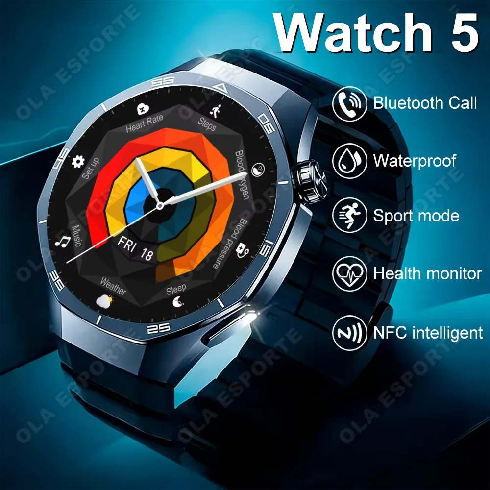 Watch5 New Smart Watch Men NFC GPS Tracker Navigation Clock 1.53"AMOLED Screen Sports Call Waterproof Health Monitor Smartwatch
Watch5 New Smart Watch Men NFC GPS Tracker Navigation Clock 1.53"AMOLED Screen Sports Call Waterproof Health Monitor Smartwatch