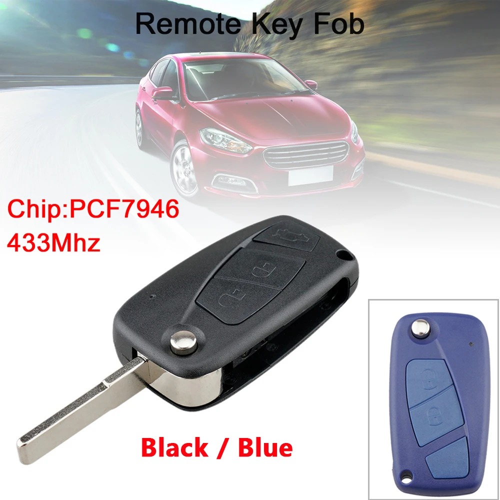 2 / 3 Buttons 433MHz Flip Car Remote Key Fob with PCF7946 Chip Keyless Entry Transmitter Fit for Fiat 500 Panda / Punto / Bravo
2 / 3 Buttons 433MHz Flip Car Remote Key Fob with PCF7946 Chip Keyless Entry Transmitter Fit for Fiat 500 Panda / Punto / Bravo