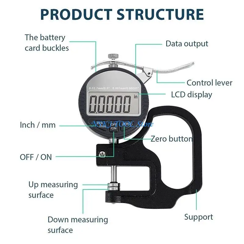 L8RC Digital Thickness Gauge 0-12.7mm/0.5" Thickness Gauge with Large LCD Screen
L8RC Digital Thickness Gauge 0-12.7mm/0.5" Thickness Gauge with Large LCD Screen