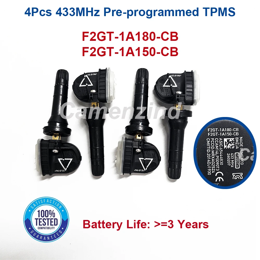 4Pcs TPMS Sensor F2GT-1A180-CB F2GT1A180CB 433mhz for Ford Explorer F-15 Mustang Lincoln MKX 2014-2022 F2GT-1A150-CB F2GT1A150CB
4Pcs TPMS Sensor F2GT-1A180-CB F2GT1A180CB 433mhz for Ford Explorer F-15 Mustang Lincoln MKX 2014-2022 F2GT-1A150-CB F2GT1A150CB