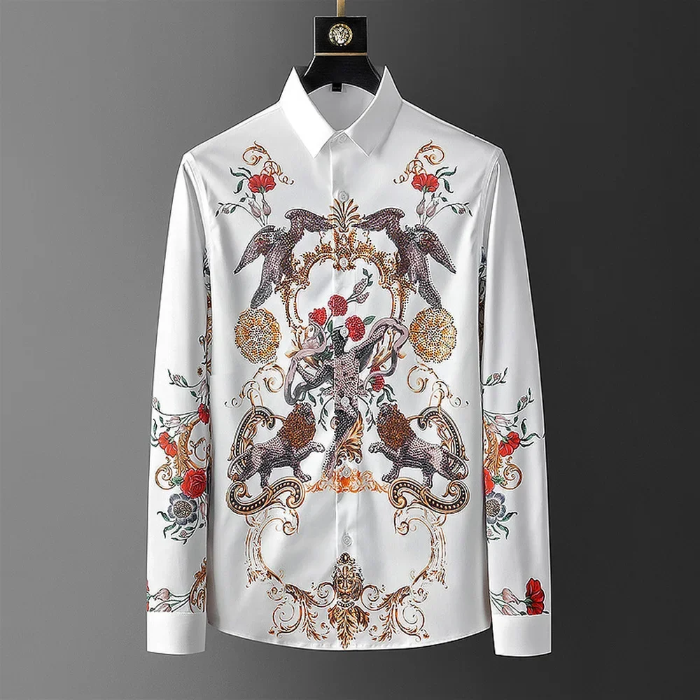 Luxury Rhinestone Shirts Men Long Sleeve Slim Fit Casual Shirt Male Business Formal Dress Shirts Streetwear Party Banquet Stage
Luxury Rhinestone Shirts Men Long Sleeve Slim Fit Casual Shirt Male Business Formal Dress Shirts Streetwear Party Banquet Stage