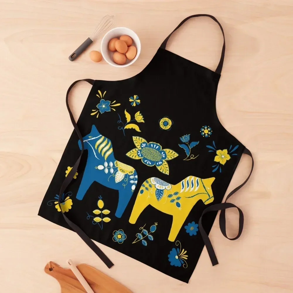 Folk Art - Swedish Dala Horses - Blue Yellow Apron For Women waterproof for women Apron
Folk Art - Swedish Dala Horses - Blue Yellow Apron For Women waterproof for women Apron