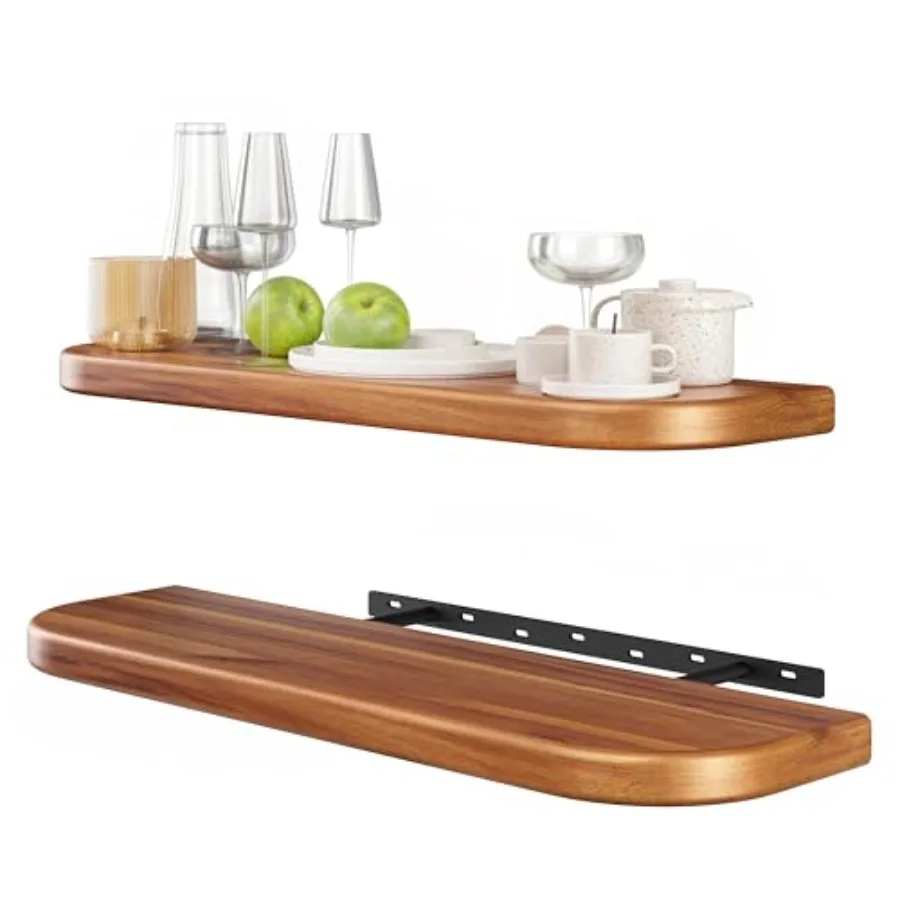 24" Wood Floating Shelves Wall Mounted Round Edge Rustic Farmhouse Wooden Wall Storage Shelf for Bedroom, Kitchen - Brackets an
24" Wood Floating Shelves Wall Mounted Round Edge Rustic Farmhouse Wooden Wall Storage Shelf for Bedroom, Kitchen - Brackets an