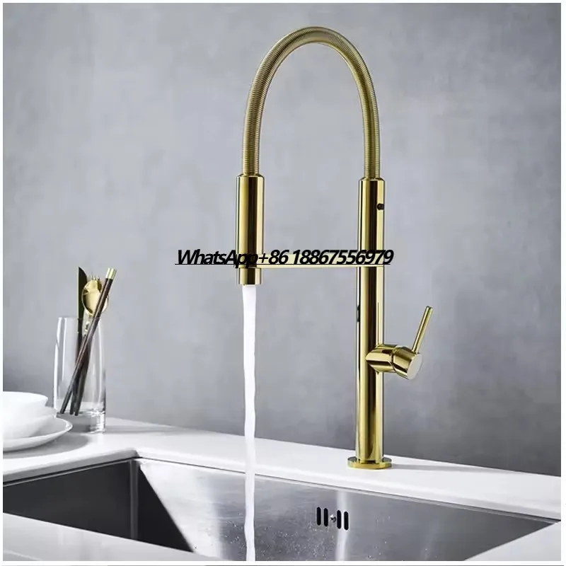 New Style Faucet Gold Spring Brass Kitchen Faucet With Pull Down Sprayer Single Handle Kitchen Sink Tap
New Style Faucet Gold Spring Brass Kitchen Faucet With Pull Down Sprayer Single Handle Kitchen Sink Tap