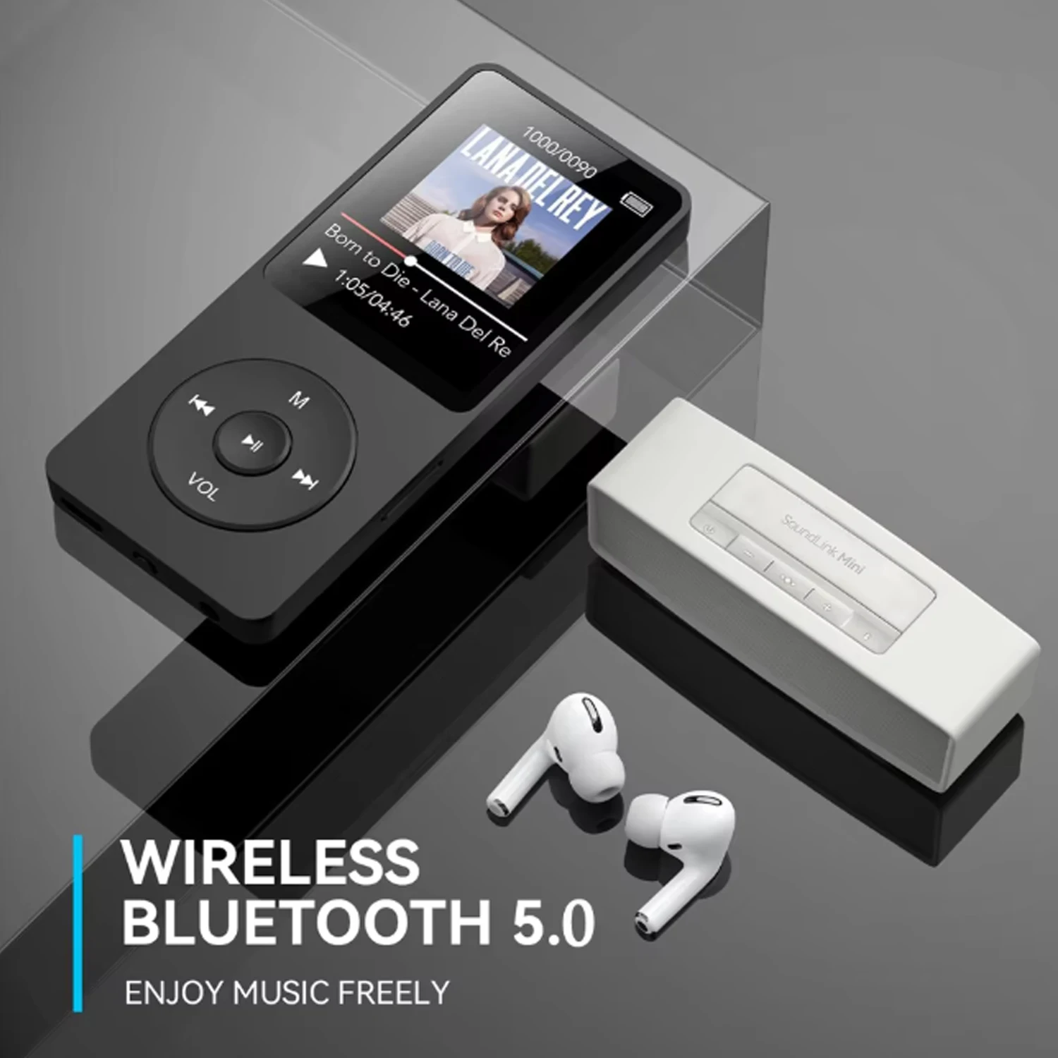 MP3 Player Bluetooth 5.0 Portable Music Player 1.8 inch Built-in Speaker Stereo Music Player Support FM Radio E-Book Recording
MP3 Player Bluetooth 5.0 Portable Music Player 1.8 inch Built-in Speaker Stereo Music Player Support FM Radio E-Book Recording
