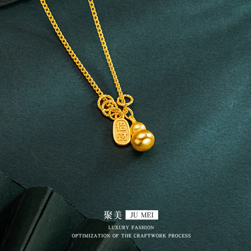 9999 24K real gold store, same gold pendant necklace for women, gourd for wealth, beautiful luxury jewelry
9999 24K real gold store, same gold pendant necklace for women, gourd for wealth, beautiful luxury jewelry
